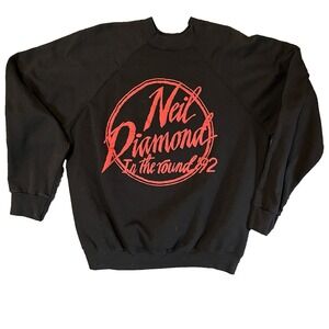 Vintage‎ 1992 Neil Diamond In The Round Big Logo Tour Sweatshirt Size XL Black